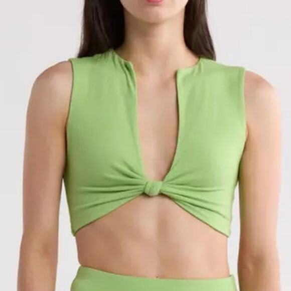 Naked Wardrobe Crop Top Summer Top Lime Green NWT Sold Out in Stores - Picture 1 of 2